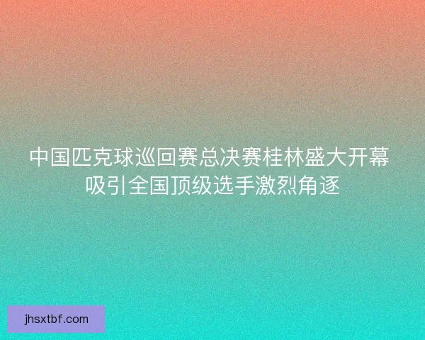中国匹克球巡回赛总决赛桂林盛大开幕 吸引全国顶级选手激烈角逐